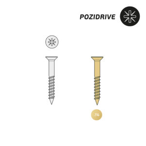 IN.05.PDE.A.TG – 1 - Tornillos cabeza pozidrive para madera 4 x 25 mm - AISI 304 - Titanium Gold