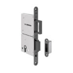 IN.20.502.TB - 1 - Cerradura para puertas correderas con cilindro y tirador retráctil - Titanium Black