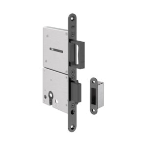 IN.20.502.TB - 1 - Cerradura para puertas correderas con cilindro y tirador retráctil - Titanium Black