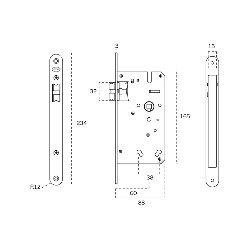 IN.20.897.R.TG - 2 - Cerradura JNF de embutir de paso
