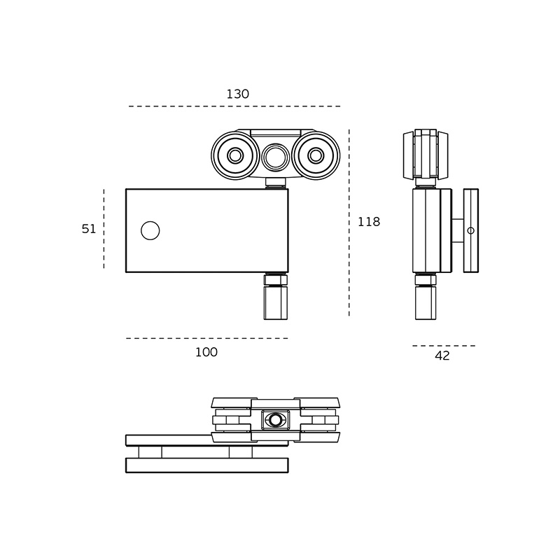 IN.27.006.D - 2 - Bisagra superior (pivote) JNF para puerta plegable