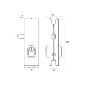 IN.81.121.TB - 2 - Cerradura lateral para puerta de cristal Q System - Titanium Black
