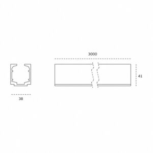 27.010.3000 - 2 - Carril superior con acabado aluminio mate - 3000mm