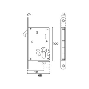 FN.20.938.NS - 2 - Cerradura de embutir JNF para puertas correderas
