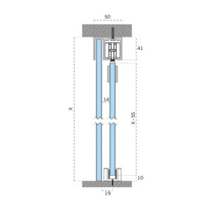 IN.15.257.1.2900 - 2 - Carril superior con soporte para cristal fijo 2900mm