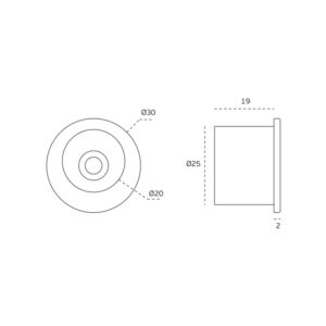 IN.16.310 - 2 - Cazoleta circular para embutir en canto de puerta