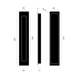 IN.16.416.BA - 2 - Cazoleta JNF Rectangular para Embutir - Black Anthracite