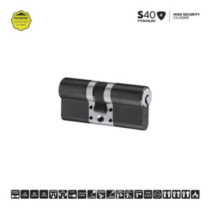 IN.19.S40.60.60.TB - 1 - Cilindro europeo JNF de alta seguridad llave - llave 120mm - Titanium Black