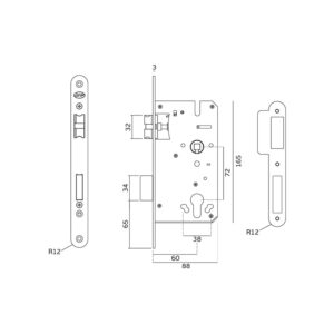 IN.20.895.R.TB - 2 - Cerradura de embutir serie 890 para cilindro europeo - Titanium Black