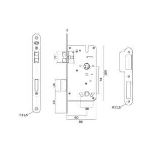 IN.20.896.R.TG - 2 - Cerradura JNF de embutir con condena para baño - Titanium Gold