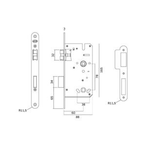 IN.20.896.TG - 2 - Cerradura JNF de embutir con condena para baño - Titanium Gold