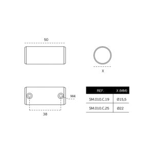SM.010.C.19 - 2 - Conector de tubo 19 mm